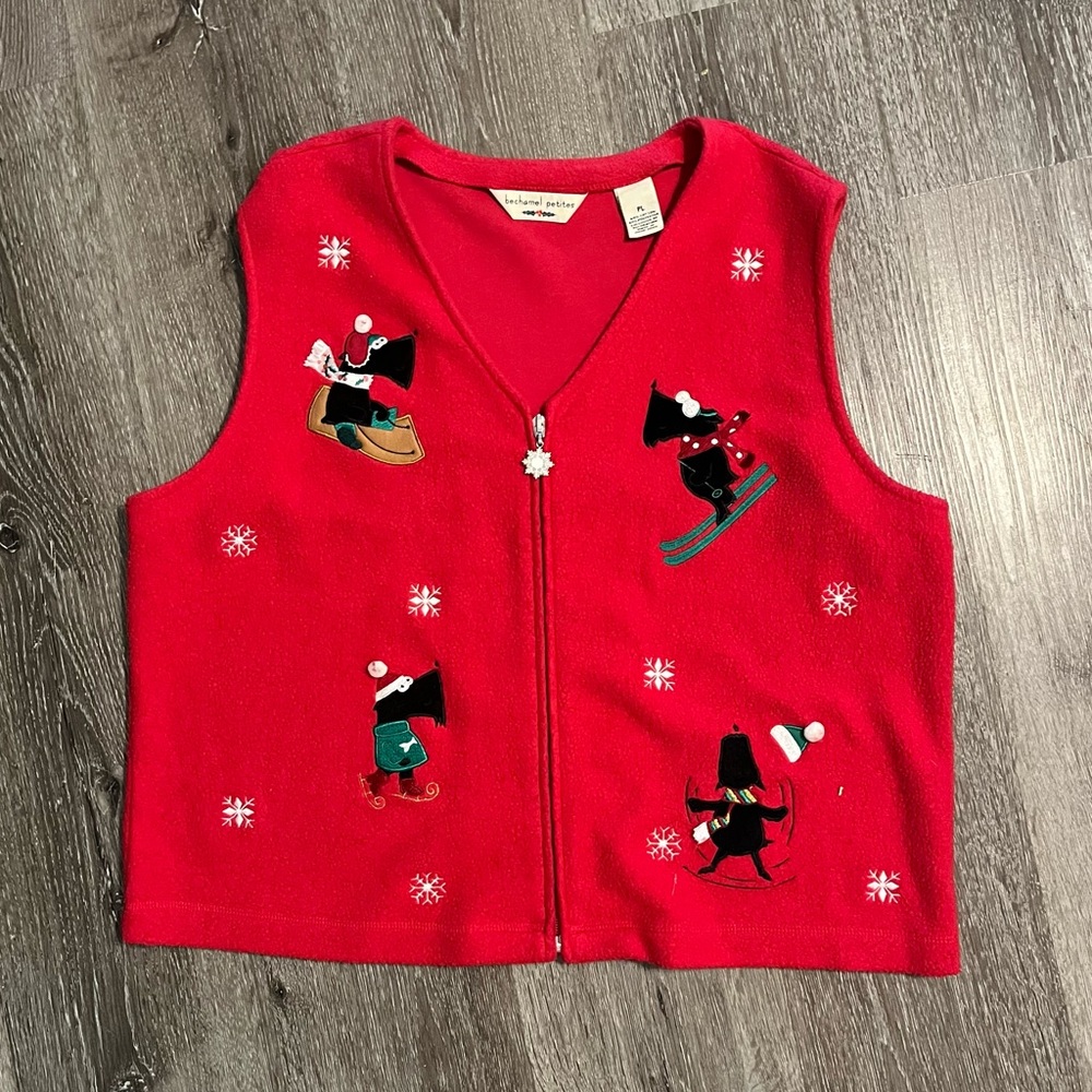 Vintage Embroidered Puppy Christmas Sweater